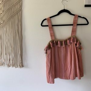 Pink Tassel Tank Top